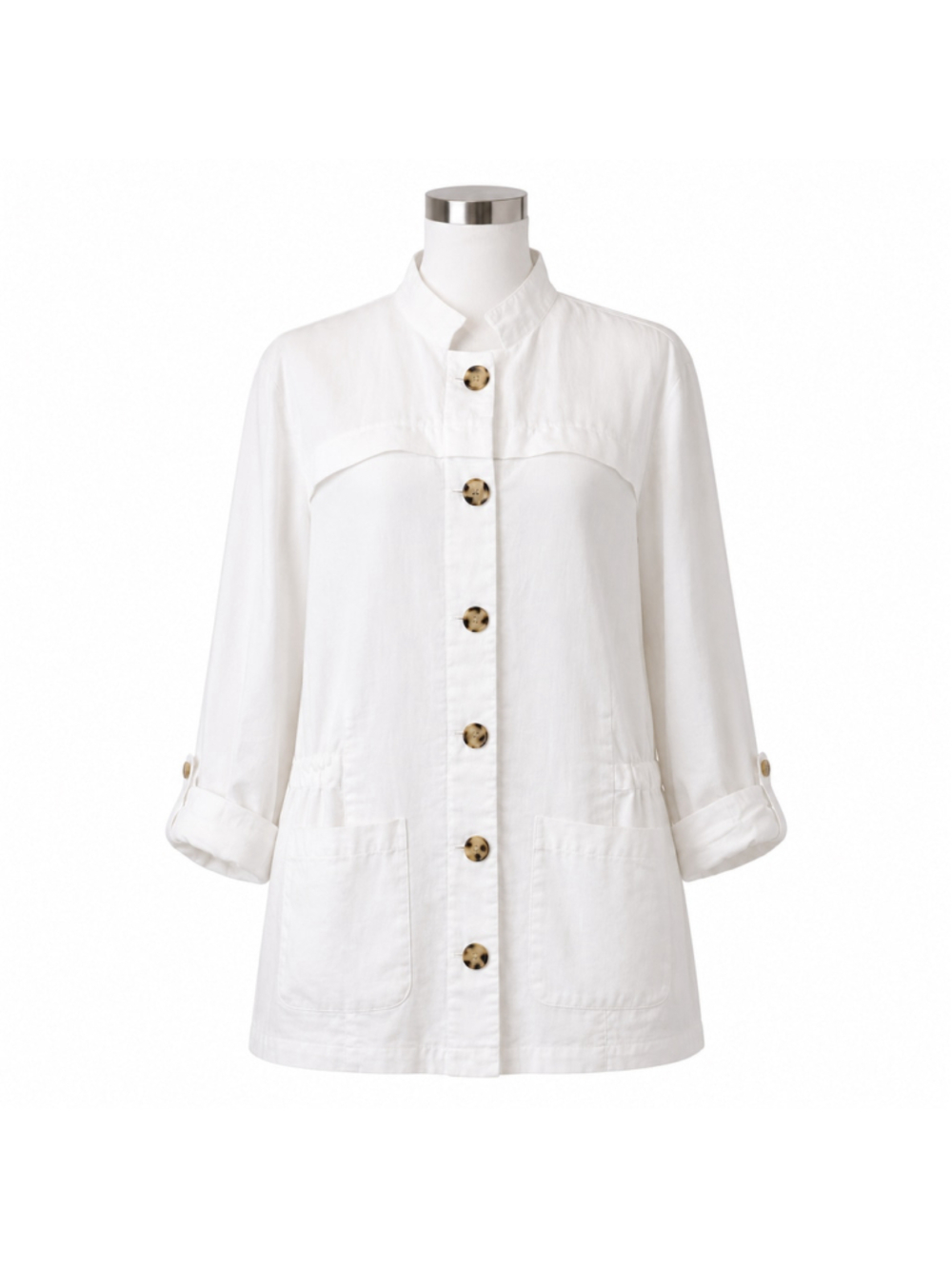 Coldwater Creek Old Money 100% Linen Safari Coastal Lagenlook Jacket Top 16